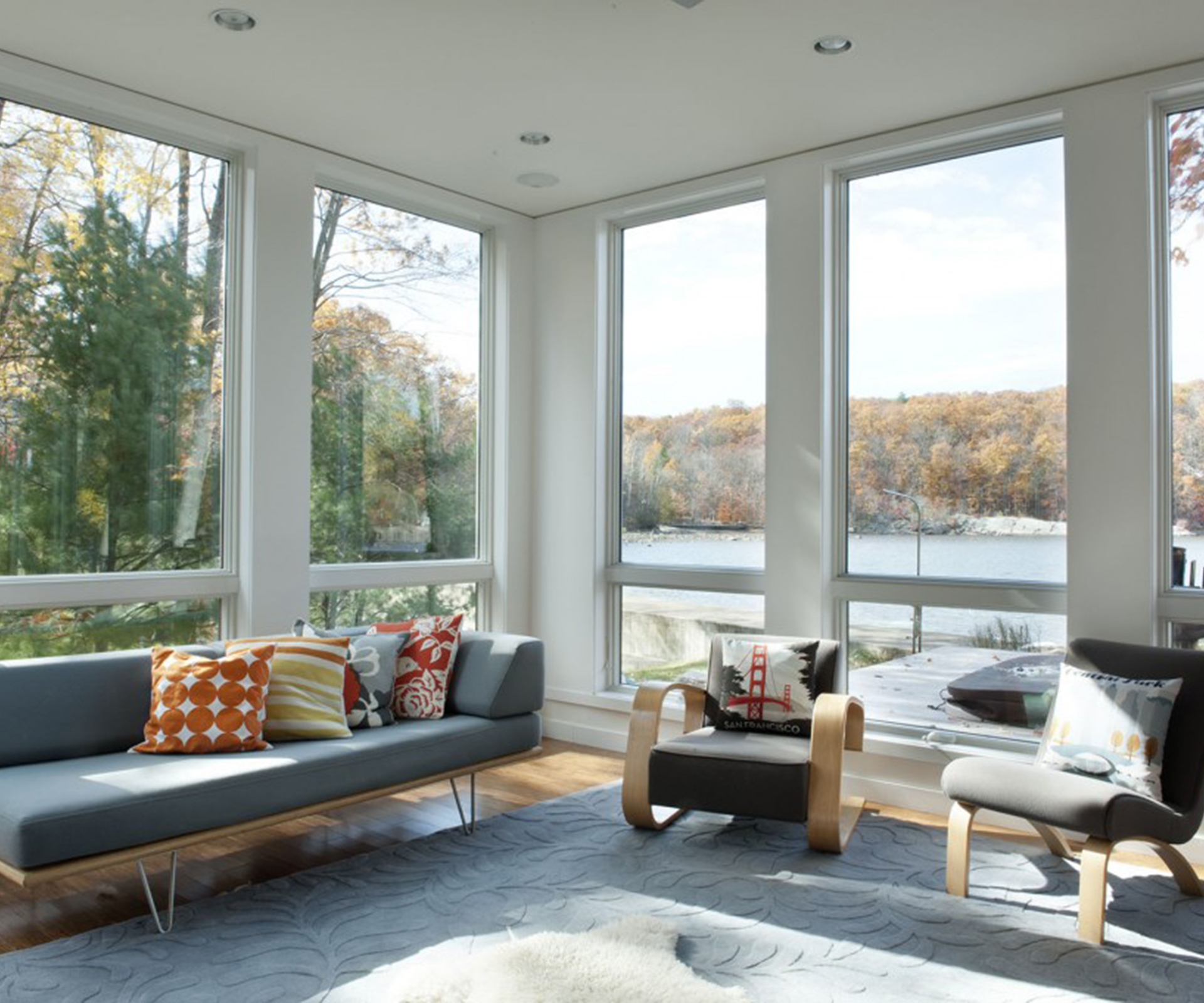 A view of the lake from the home's living room.