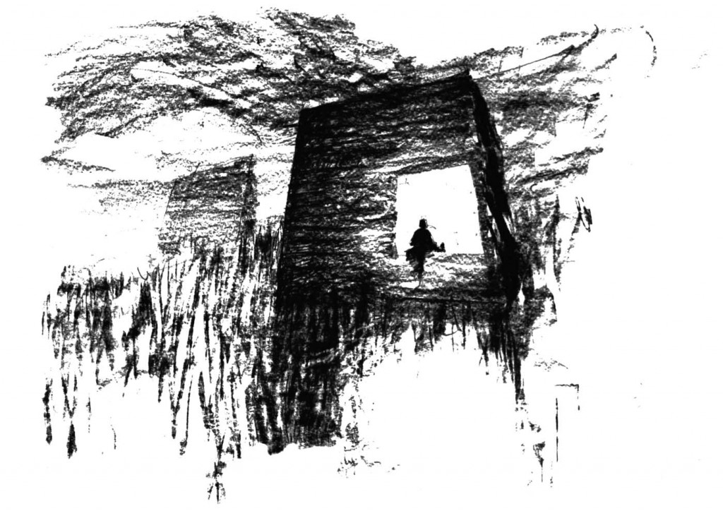 One of Nat Cheshire's drawings of the cabins. 