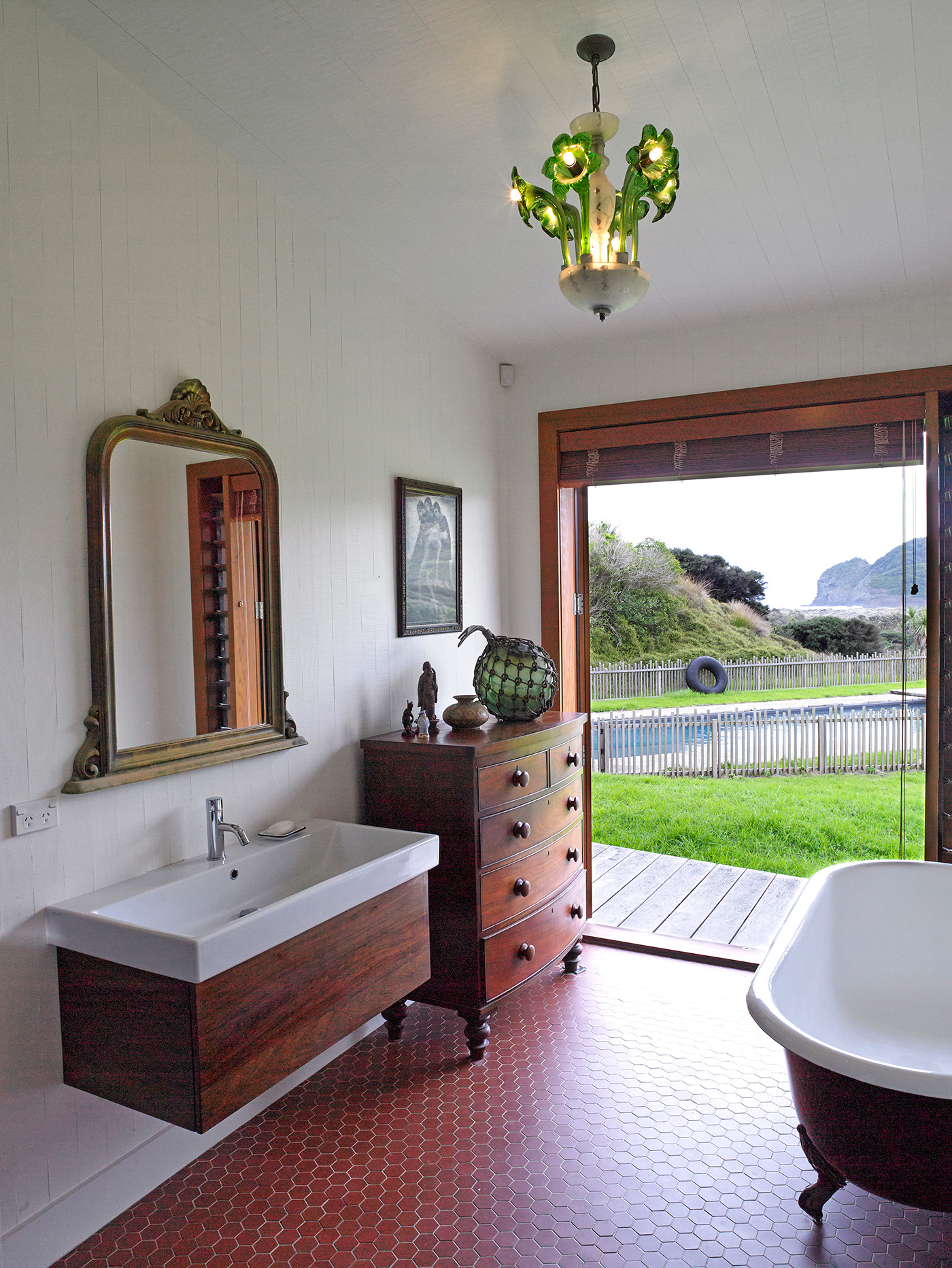 A bathroom in a home by Stevens Lawson. Photograph by Mark Smith.