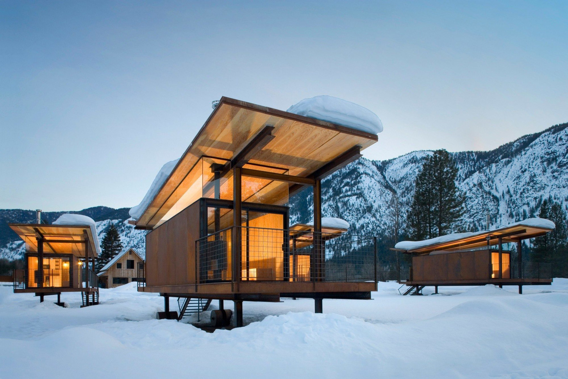 Tom Kundig designed six Rolling Hut cabins in Washington State.