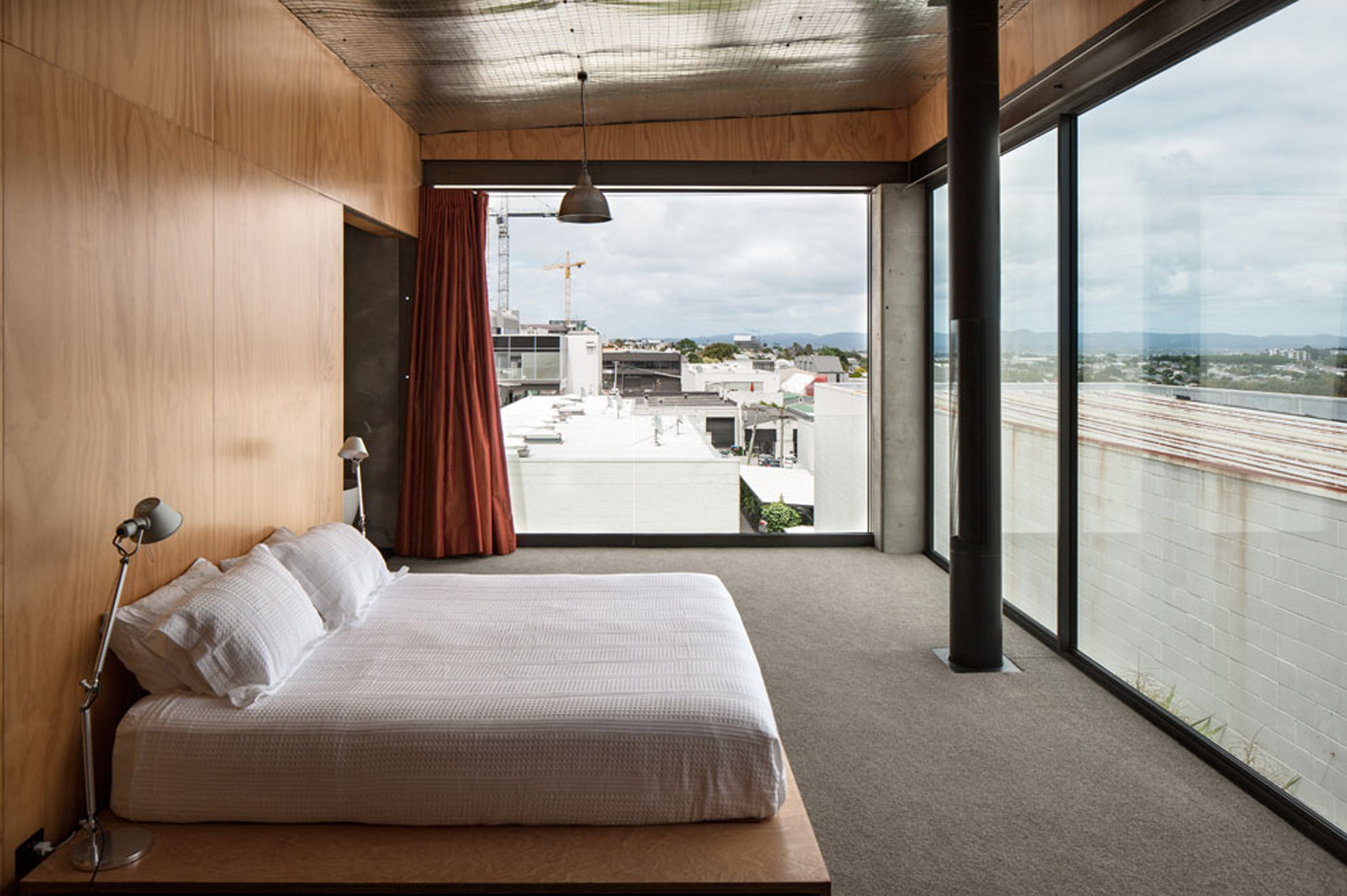 The main bedroom on the home's top floor. 