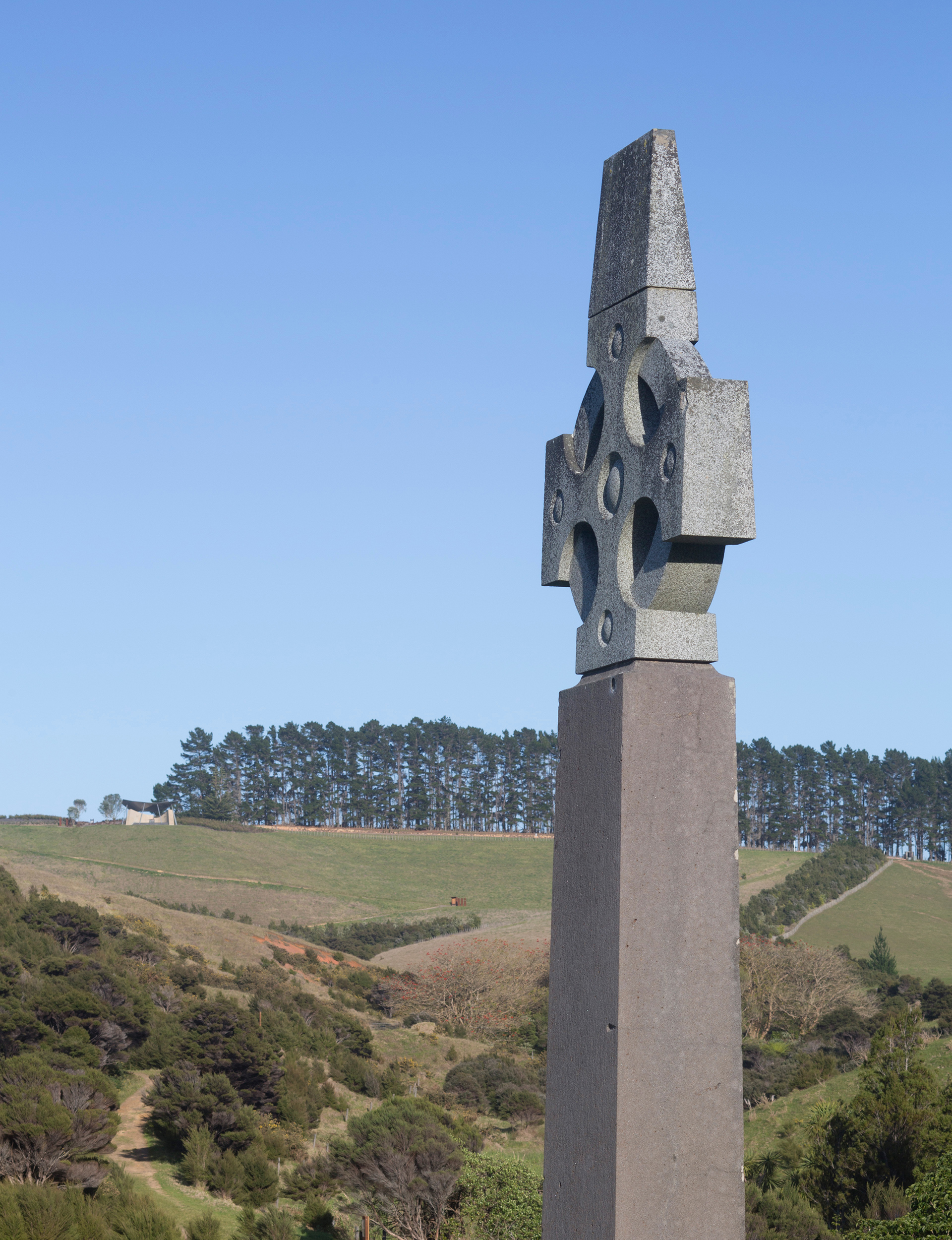 The Celtic Marsden Cross, erected in 1907, marks the spot where the reverend Samuel Marsden preached his first sermon in New Zealand in 1814.