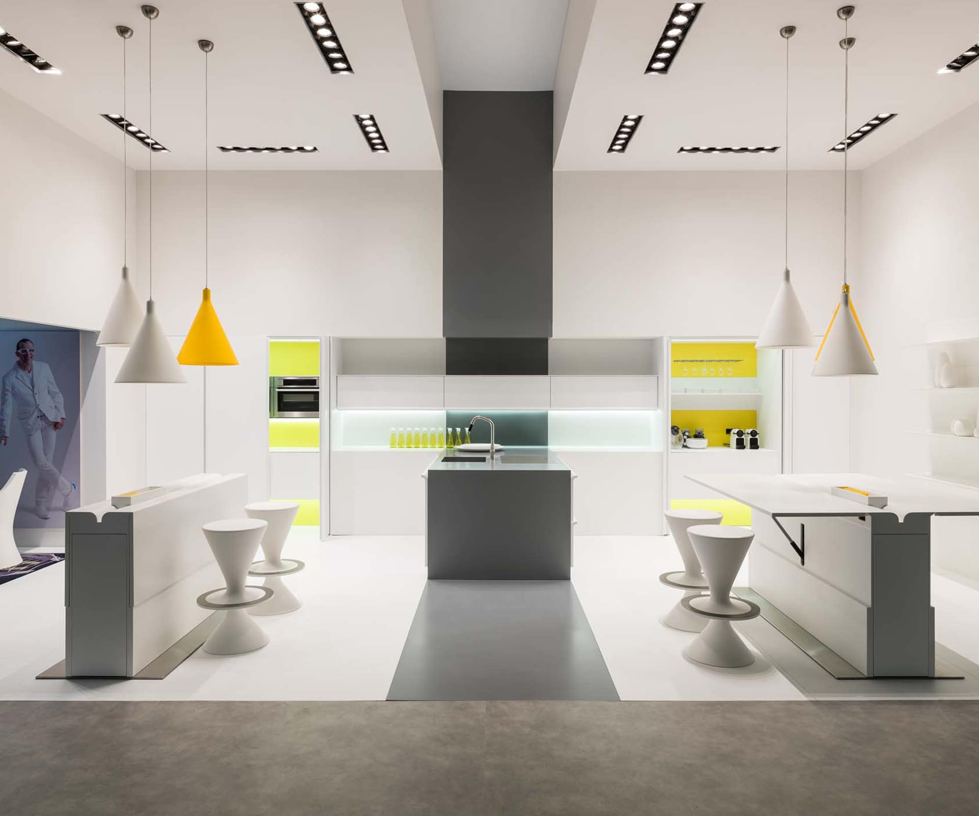 The 'Floo' kitchen by Karim Rashid for Rational in Corian Glacier White, one of the many new designs to be discussed by Nicky Duggan from Evolution of Surfaces on our Kitchen Day.