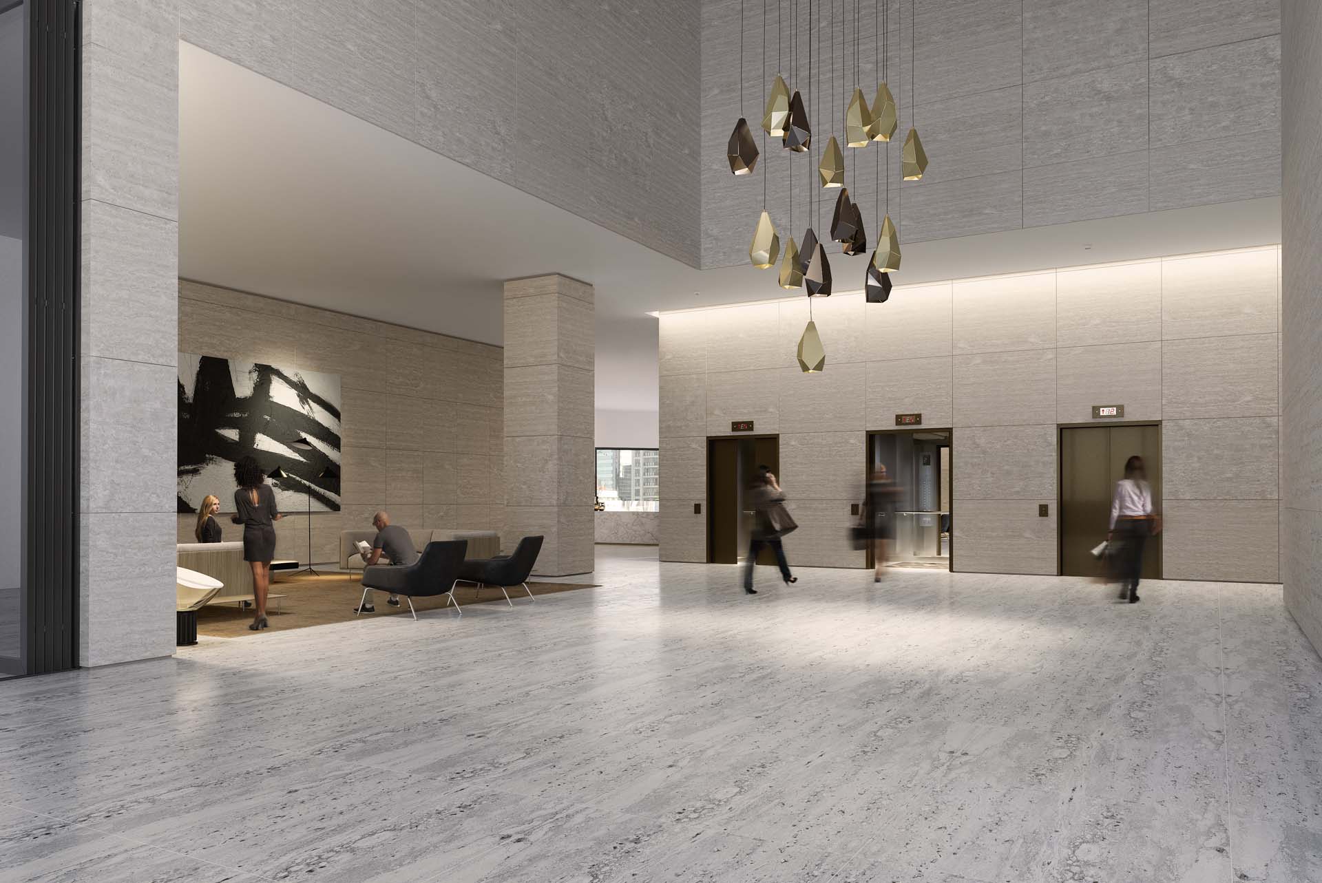 The International's lobby also connects to a private dining room, wine cellar and screening room to be shared by the building's residents. 
